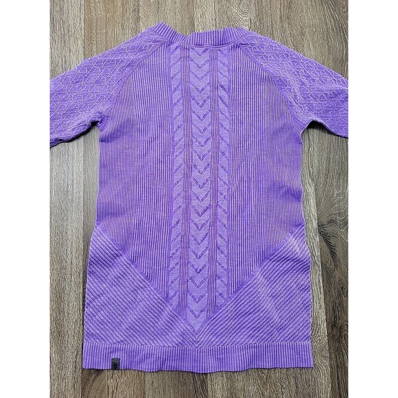 Ivivva Glacier Air  Long Sleeve Top Girls 12 Purple V-Neck Performance Knit - Picture 7 of 7